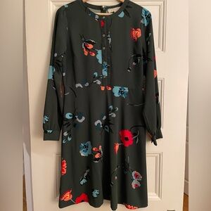 Ann Taylor Loft Dark Green Floral Dress Size 6